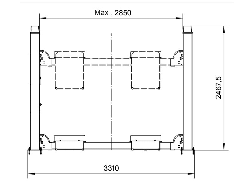 Fyrpelarlyft - hydraulisk - 5500 kg - Basic line (JA5500F)