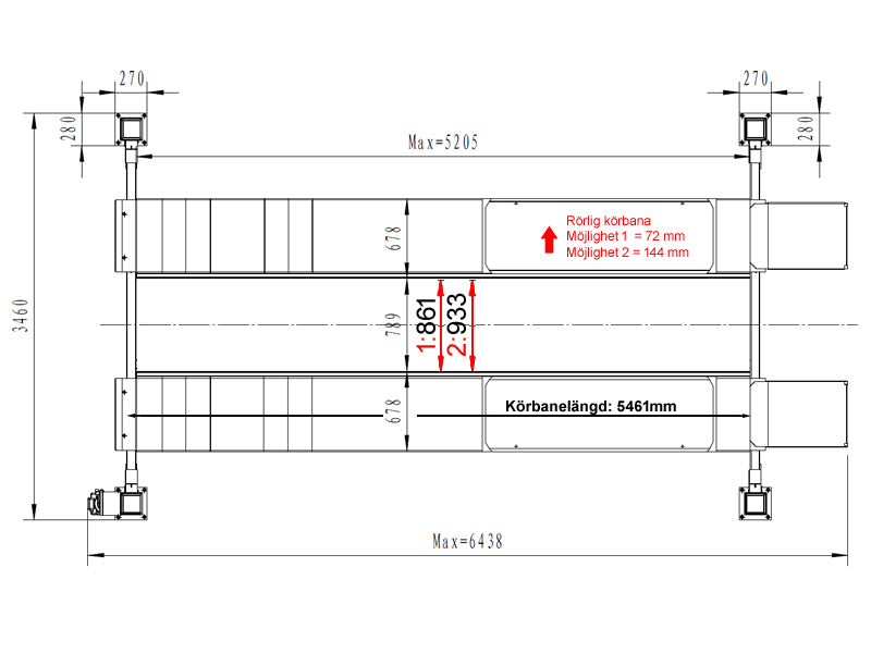 Fyrpelarlyft för hjulinställning - Hydraulisk - 5500 kg - Basic line (JA5501F)