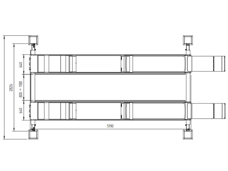Fyrpelarlyft - hydraulisk - 5000 kg - Euro line (JA5001F-E)
