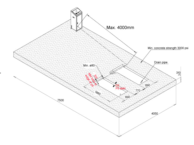 Saxlyft - Installation i golv - 3800 kg. - Basic line (JA6001S)