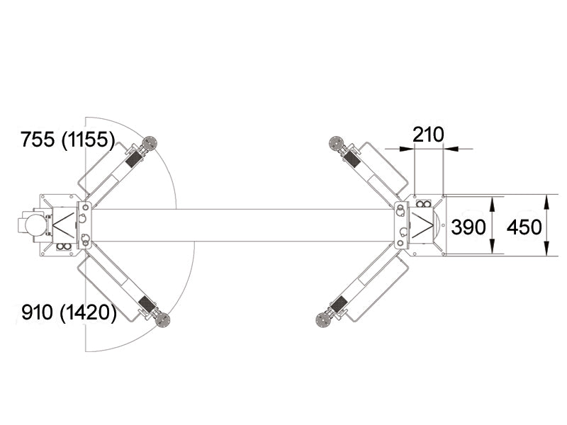 Tvåpelarlyft utan bottenram - Hydraulisk - 4200kg. - Basic line (JA4200T-CF)