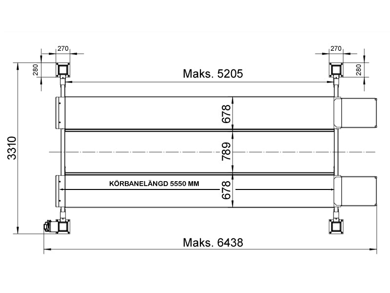 Fyrpelarlyft - hydraulisk - 5500 kg - Basic line (JA5500F)