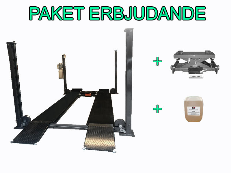 Guldpaket 5 - Fyrpelarlyft (Parkeringslyft) + Domkraft och 10L olja ...